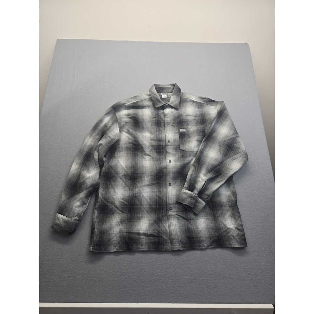CalTop Men's‎ Plaid  Button Up Long Sleeve Shirt Sz. 3XL  Gray Black  Style 2000